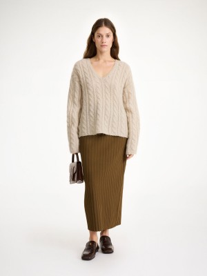 By Malene Birger Cimone Cable-knit Sweater Gebreide Kleding Oyster Gray | NL_BB83861