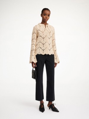 By Malene Birger Gwenevere Crochet Shirt Gebreide Kleding Oyster Gray | NL_BB79531