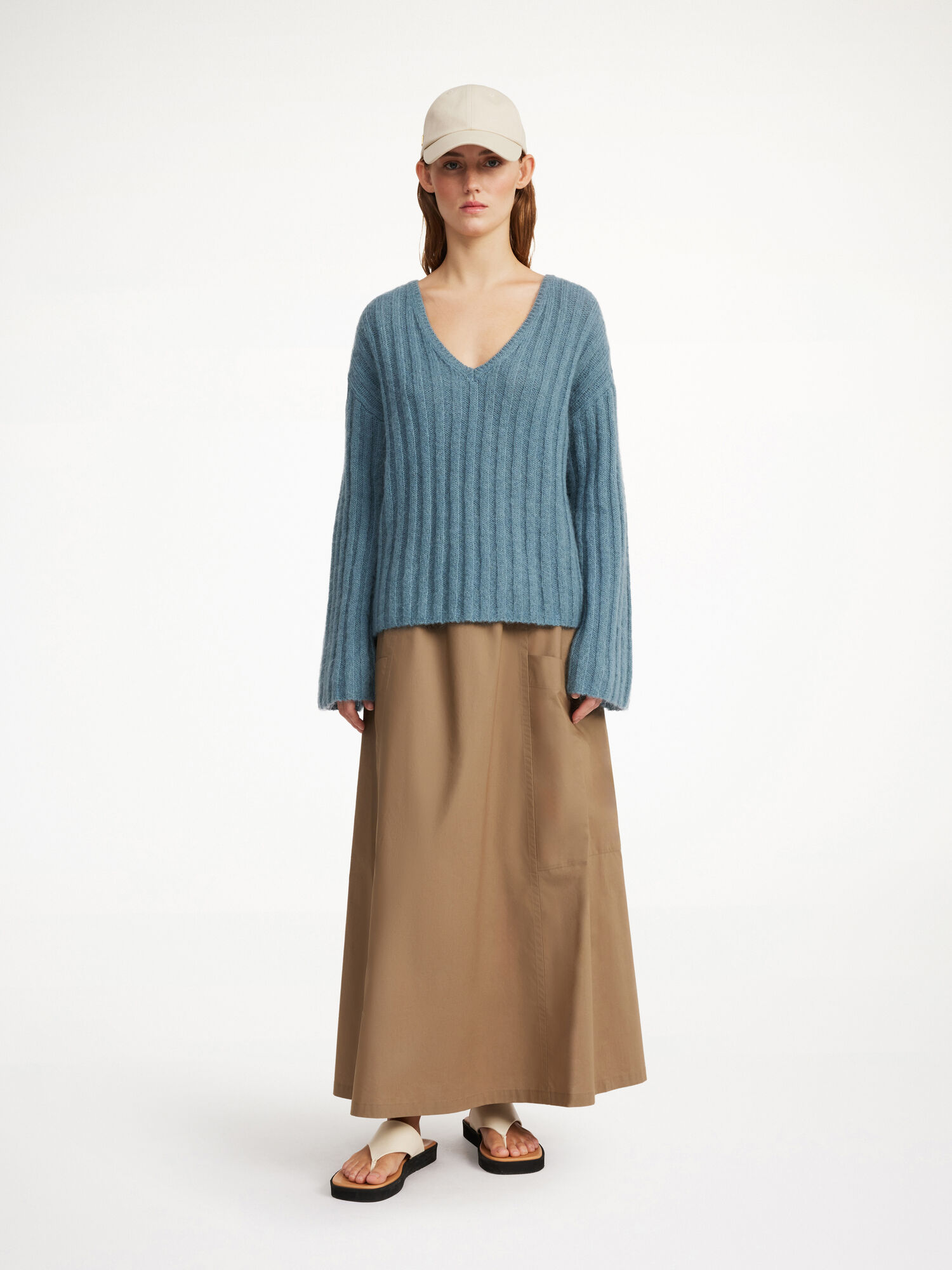 By Malene Birger Cimone Ribbed Sweater Gebreide Kleding Cool Water | NL_BB92008