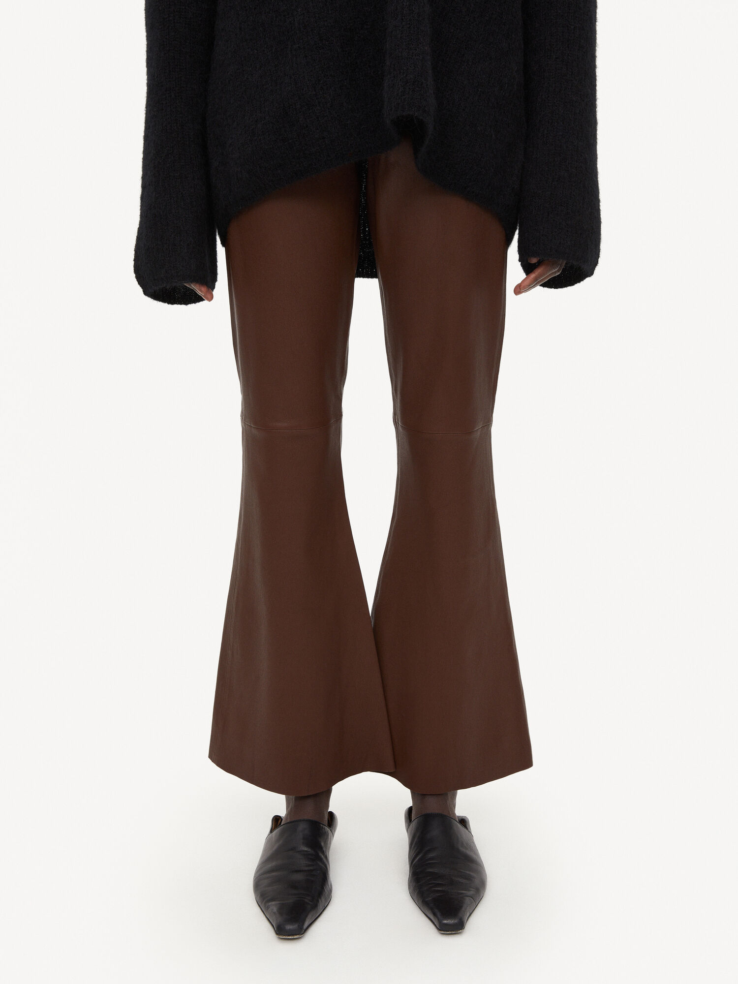 By Malene Birger Evyline Cropped Leather Broek Chestnut | NL_BB88051