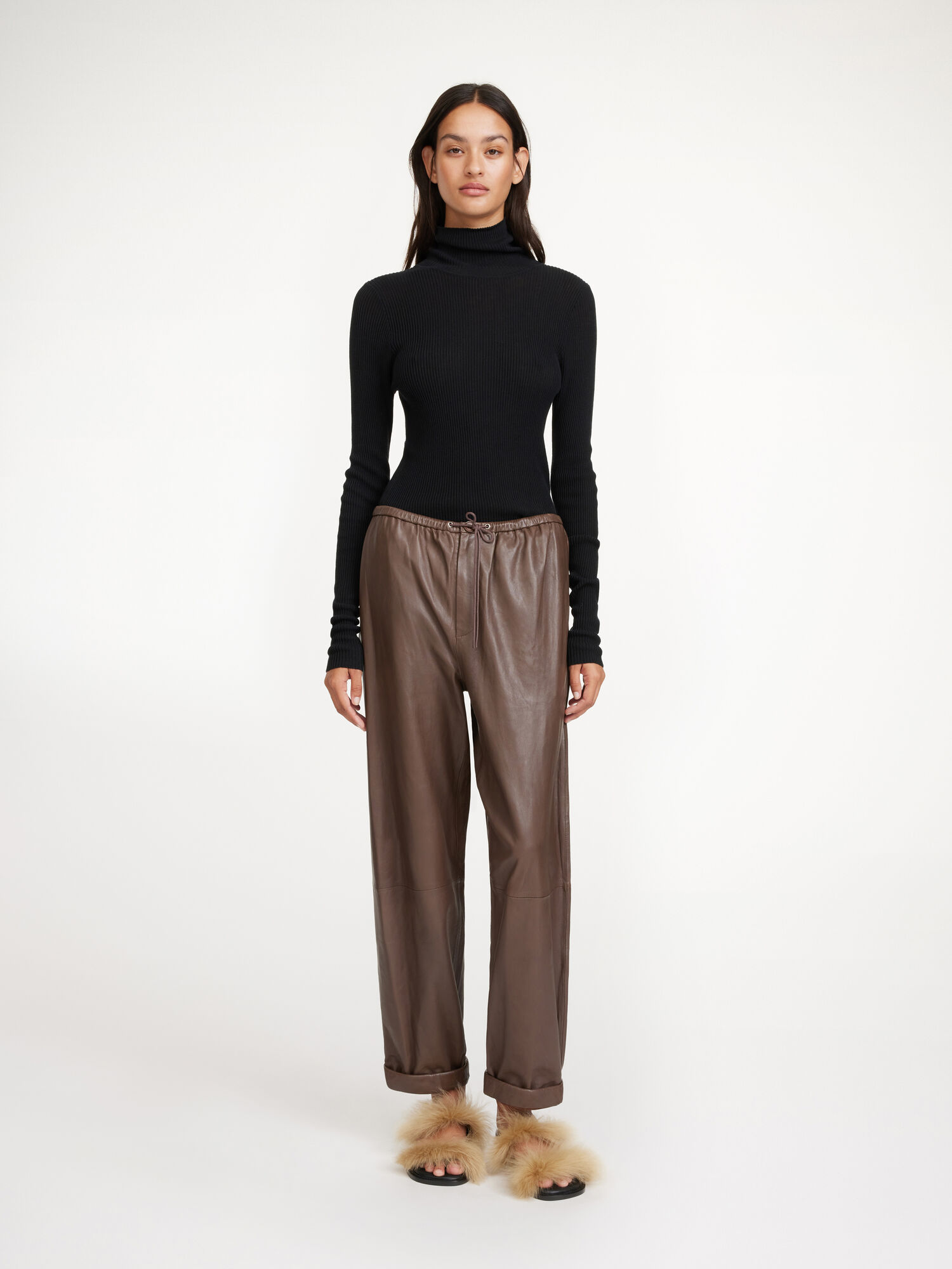 By Malene Birger Joanni Leather Broek Bruin | NL_BB24171