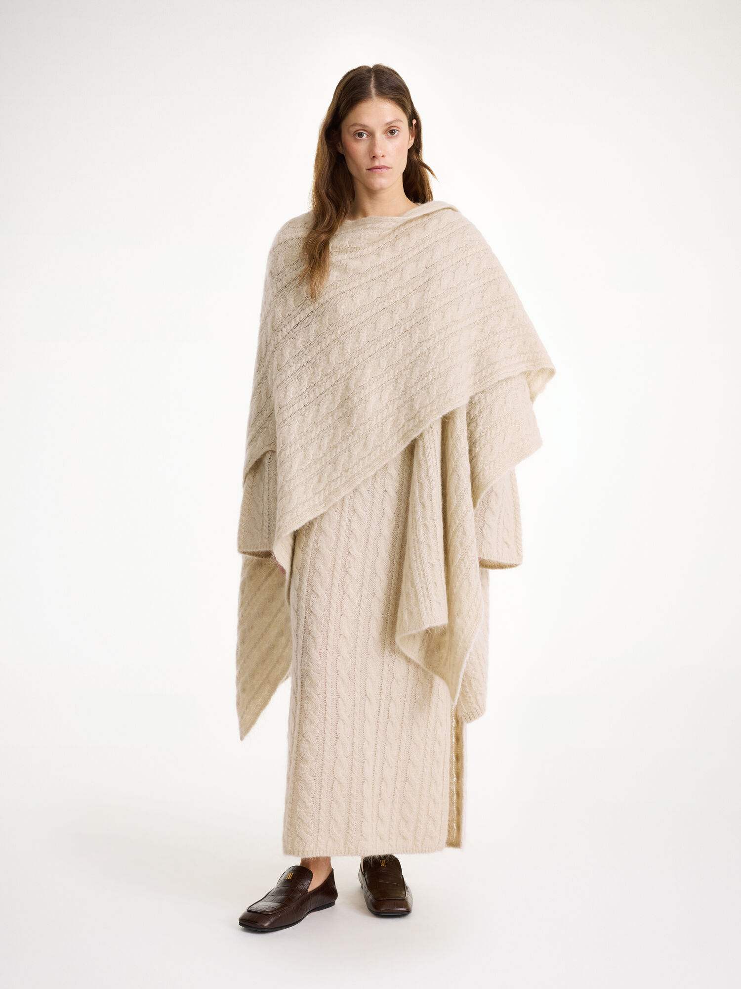 By Malene Birger Kassillas Wool-blend Poncho Gebreide Kleding Oyster Gray | NL_BB55589