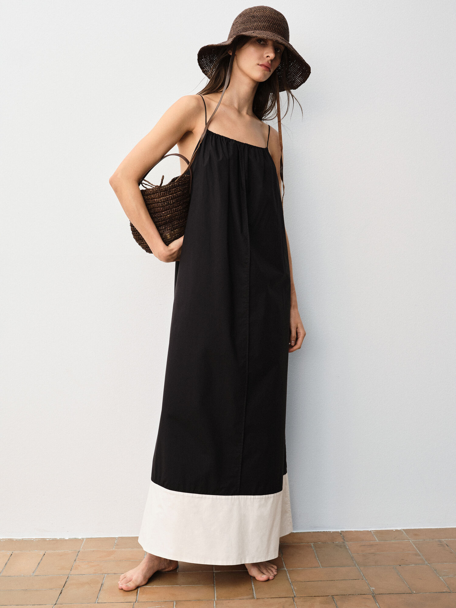 By Malene Birger Lanney Organic Cotton Maxi Jurk Zwart Wit | NL_BB30539