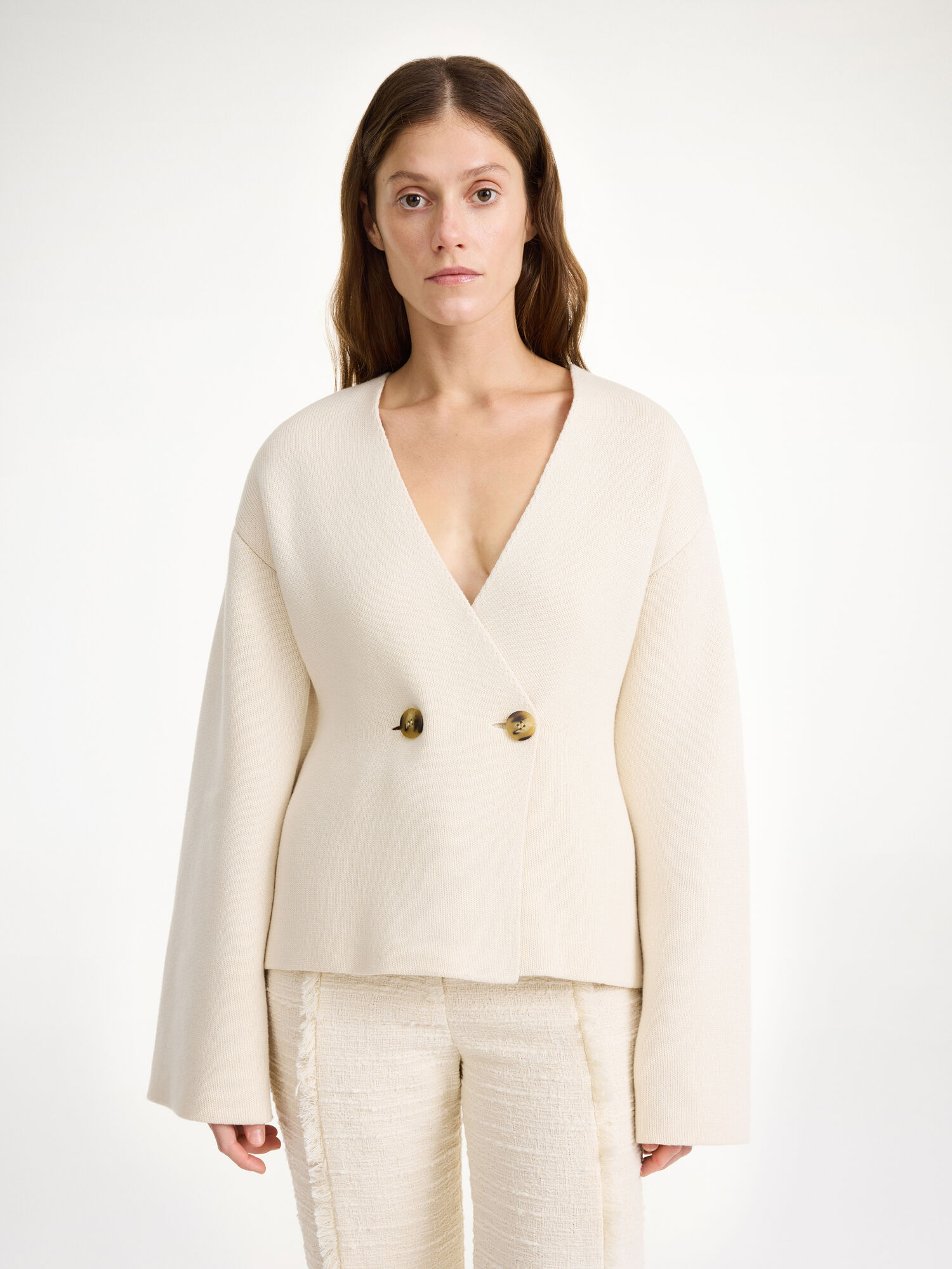 By Malene Birger Tinley Wool-blend Cardigan Gebreide Kleding Wit | NL_BB79674